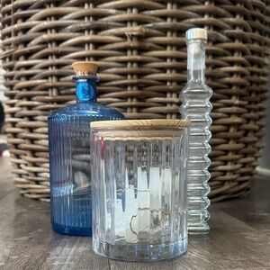 Blue and Clear Recycled Glass Bottle Set